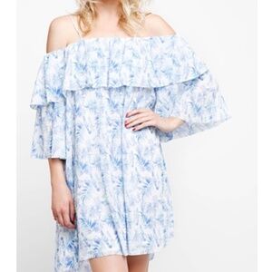 Elliatt Dynasty Sleeve Swing Dress | Blue & White Floral | Size Small | NWT